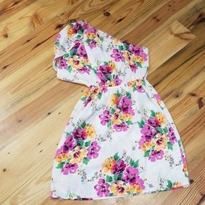 One shoulder floral dress
